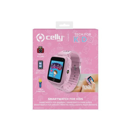 Celly KIDSWATCH - Rosa - smartwatch con cinturino - schermo 1.54" - Bluetooth - 122 g