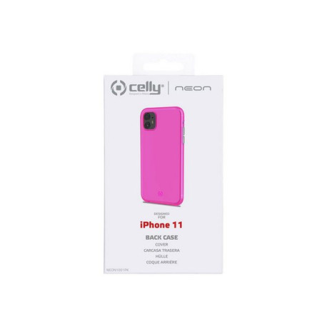 Celly Neon - Cover per cellulare - policarbonato, poliuretano termoplastico morbido (TPU) - rosa - per Apple iPhone 11