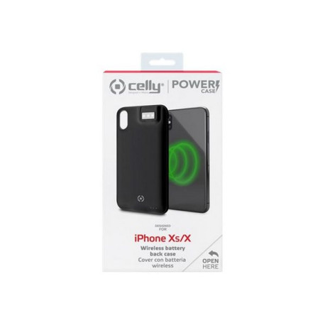 Celly Powercase - Vano batteria cover per cellulare - plastica - nero - per Apple iPhone X, XS