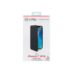 Celly Prestige PRESTIGE998BK - Flip cover per cellulare - nero opaco - per Apple iPhone XR