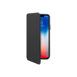 Celly PrestigeM - Flip cover per cellulare - poliuretano - nero opaco, morbido al tatto - per Apple iPhone X, XS