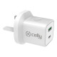 Celly ProPower - Alimentatore - 20 Watt - 3 A - PD - 2 connettori di uscita (USB, USB-C) - bianco - Regno Unito