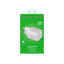 Celly ProPower Wall charger - Alimentatore - 20 Watt - 20 A - PD (USB-C) - bianco - Europa