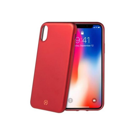 Celly Soft Matt - Cover per cellulare - TPU (poliuretano termoplastico) - rosso - per Apple iPhone X, XS