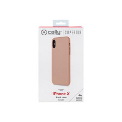 Celly Superior - Cover per cellulare - Alluminio, similpelle - rosa - per Apple iPhone X, XS