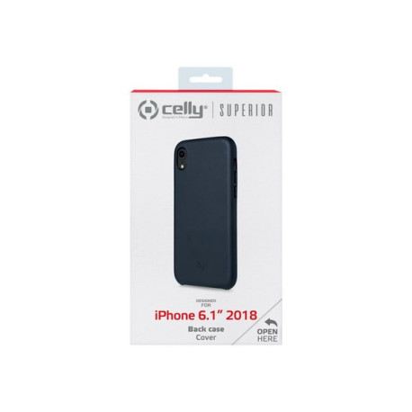 Celly Superior - Cover per cellulare - similpelle - blu - per Apple iPhone XR