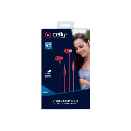 Celly UP500RD - Auricolari con microfono - in-ear - cablato - jack 3,5 mm - rosso