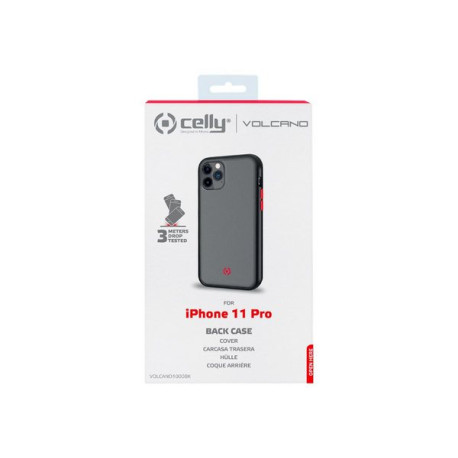 Celly Volcano - Cover per cellulare - policarbonato, TPU (poliuretano termoplastico) - nero, trasparente opaco - per Apple iPho