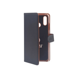 Celly Wally - Flip cover per cellulare - plastica, similpelle - nero - per Honor 10 Lite- Huawei P Smart 2019