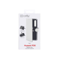 Celly Wally - Flip cover per cellulare - similpelle - bianco - per Huawei P30