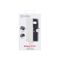 Celly Wally - Flip cover per cellulare - similpelle - bianco - per Samsung Galaxy S10+