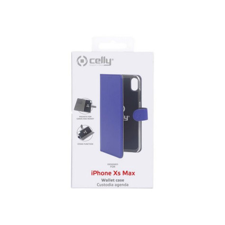 Celly Wally - Flip cover per cellulare - similpelle - blu - per Apple iPhone XS Max