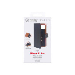 Celly Wally - Flip cover per cellulare - similpelle - nero - per Apple iPhone 11 Pro