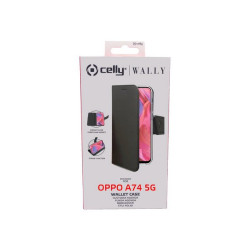 Celly Wally - Flip cover per cellulare - similpelle - nero - per OPPO A74 5G