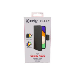 Celly Wally - Flip cover per cellulare - similpelle - nero - per Samsung Galaxy A03s