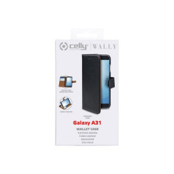 Celly Wally - Flip cover per cellulare - similpelle - nero - per Samsung Galaxy A31