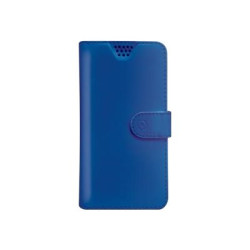 Celly Wally Unica - Flip cover per cellulare - finta pelle in poliuretano - blu - 5.5" - 6"