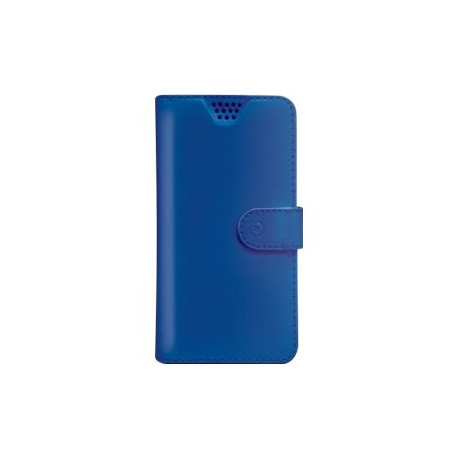 Celly Wally Unica - Flip cover per cellulare - finta pelle in poliuretano - blu - 5.5" - 6"