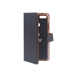 Celly Wally WALLY753 - Flip cover per cellulare - similpelle - nero - per Honor 7C- Huawei Y7 2018