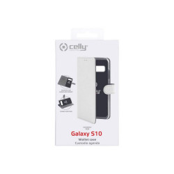 Celly Wally WALLY890WH - Flip cover per cellulare - similpelle - bianco - per Samsung Galaxy S10