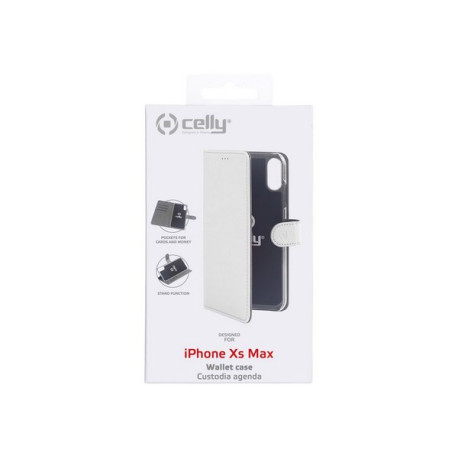 Celly Wally WALLY999WH - Flip cover per cellulare - ecopelle - bianco - per Apple iPhone XS Max