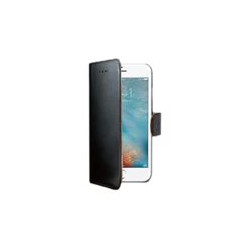 Celly WALLY800 - Flip cover per cellulare - plastica, similpelle - nero - per Apple iPhone 6, 6s, 8, SE (2ª gen), SE (3rd gener