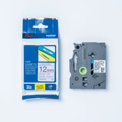Brother - Nastro laminato pastello - Nero/Blu - TZEMQ531 - 12mm x 4 mt