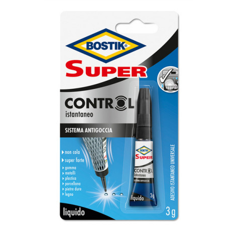 Colla istantanea universale Super Control - 3 gr - trasparente - Bostik