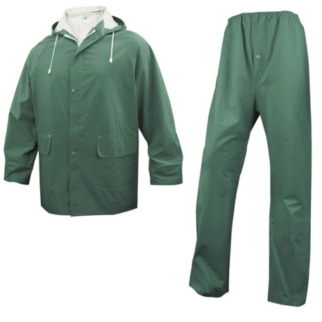 Completo impermeabile EN304 - giacca + pantalone - poliestere/PVC - taglia XL - verde - Deltaplus