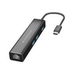 Conceptronic DONN07B - Hub - 3 x SuperSpeed USB 3.0 + 1 x 10/100/1000 - desktop