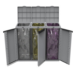 Contenitore EcoCab 3 per raccolta differenziata - 102x39x88,7 cm - 3 portasacco da 110 L ciascuno - Terry