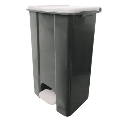 Contenitore mobile Ecoconti - a pedale - 80 L - plastica riciclata - grigio/bianco - Medial International