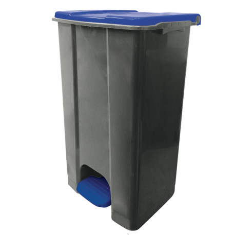 Contenitore mobile Ecoconti - a pedale - 80 L - plastica riciclata - grigio/blu - Medial International