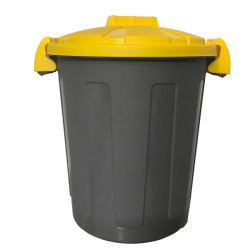 Contenitore portarifiuti Dusty - diametro 36 cm - altezza 45 cm - 25 L - coperchio giallo - Mobil Plastic