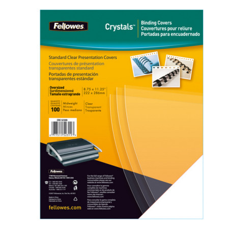 Copertine Clear - A4 - 180 micron - PVC - neutro trasparente - Fellowes - scatola 100 pezzi