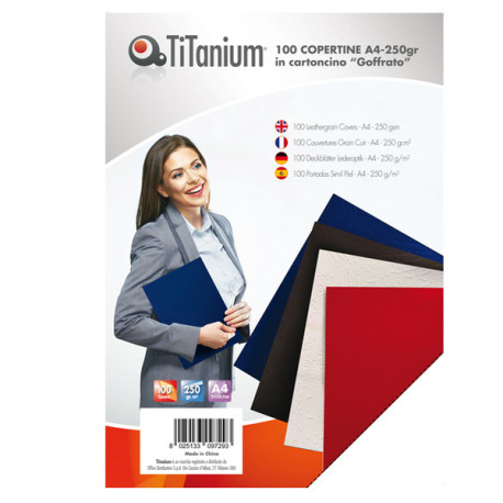 Copertine rilegatura - A4 - 250 gr - cartoncino goffrato - rosso - Titanium - scatola 100 pezzi