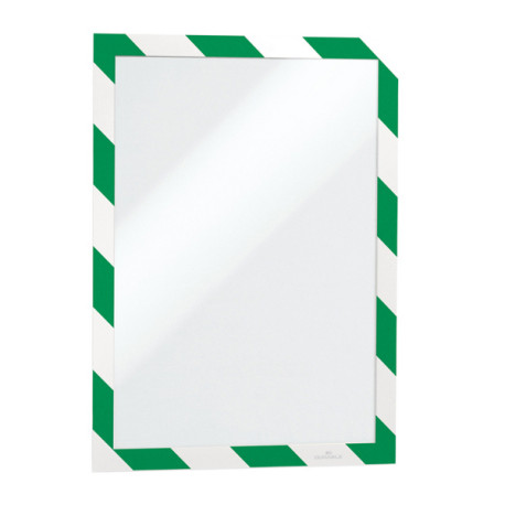 Cornice Duraframe Security - adesiva - pannello magnetico - A4  (21 x 29,7 cm) - verde/bianco - Durable