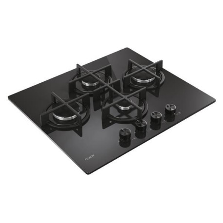 Candy Moderna CVG6DTB, Nero, Da incasso, 59.5 cm, Gas, Acciaio inox, 4 Fornelli