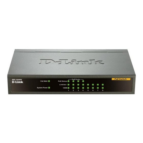 D-Link DES 1008PA - Switch - unmanaged - 4 x 10/100 (PoE) + 4 x 10/100 - desktop - PoE