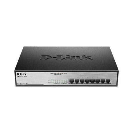 D-Link DGS 1008MP - Switch - unmanaged - montabile su rack - PoE (140 W)