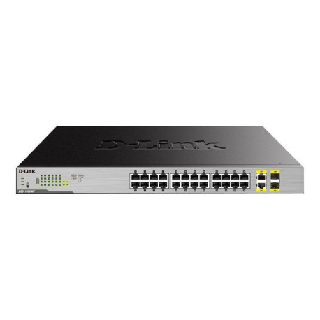 D-Link DGS 1026MP - Switch - unmanaged - 24 x 10/100/1000 (PoE) + 2 x combo Gigabit SFP - desktop, montabile su rack - PoE (370