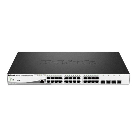 D-Link DGS 1210-28MP - Switch - gestito - 24 x 10/100/1000 (PoE+) + 4 x Gigabit SFP - desktop, montabile su rack - PoE+