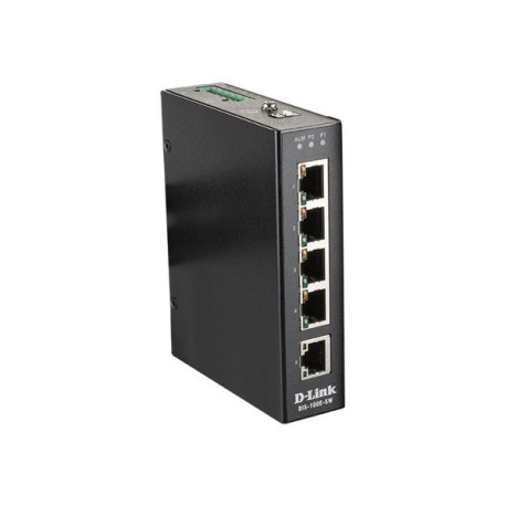 D-Link DIS 100E-5W - Switch - unmanaged - 5 x 10/100 - montabile su rail DIN, montaggio a parete - alimentazione CC