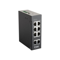 D-Link DIS 100E-8W - Switch - unmanaged - 8 x 10/100 - montabile su rail DIN, montaggio a parete - alimentazione CC