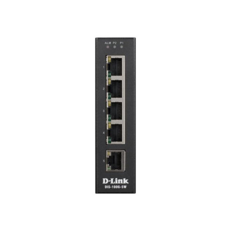 D-Link DIS 100G-5W - Switch - unmanaged - 5 x 10/100/1000 - montabile su rail DIN, montaggio a parete