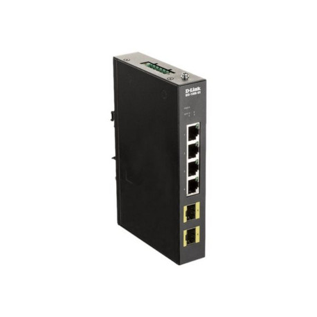 D-Link DIS 100G-6S - Switch - unmanaged - 4 x 10/100/1000 + 2 x 100/1000 SFP - montabile su rail DIN, montaggio a parete