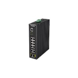 D-Link DIS 200G-12S - Switch - gestito - 10 x 10/100/1000 + 2 x SFP - montabile su rail DIN, montaggio a parete - 120/230 V CA 