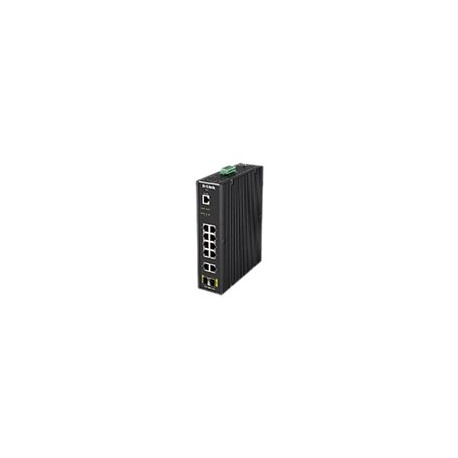 D-Link DIS 200G-12S - Switch - gestito - 10 x 10/100/1000 + 2 x SFP - montabile su rail DIN, montaggio a parete - 120/230 V CA 