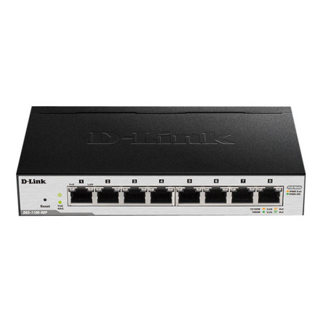 D-Link EasySmart Switch DGS-1100-08P - V2 - switch - intelligente - 8 x 10/100/1000 (PoE) - desktop - PoE (64 W)