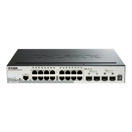 D-Link SmartPro DGS-1510-20 - Switch - L3 - gestito - 16 x 10/100/1000 + 2 x Gigabit SFP + 2 x 10 Gigabit SFP+ - desktop, monta